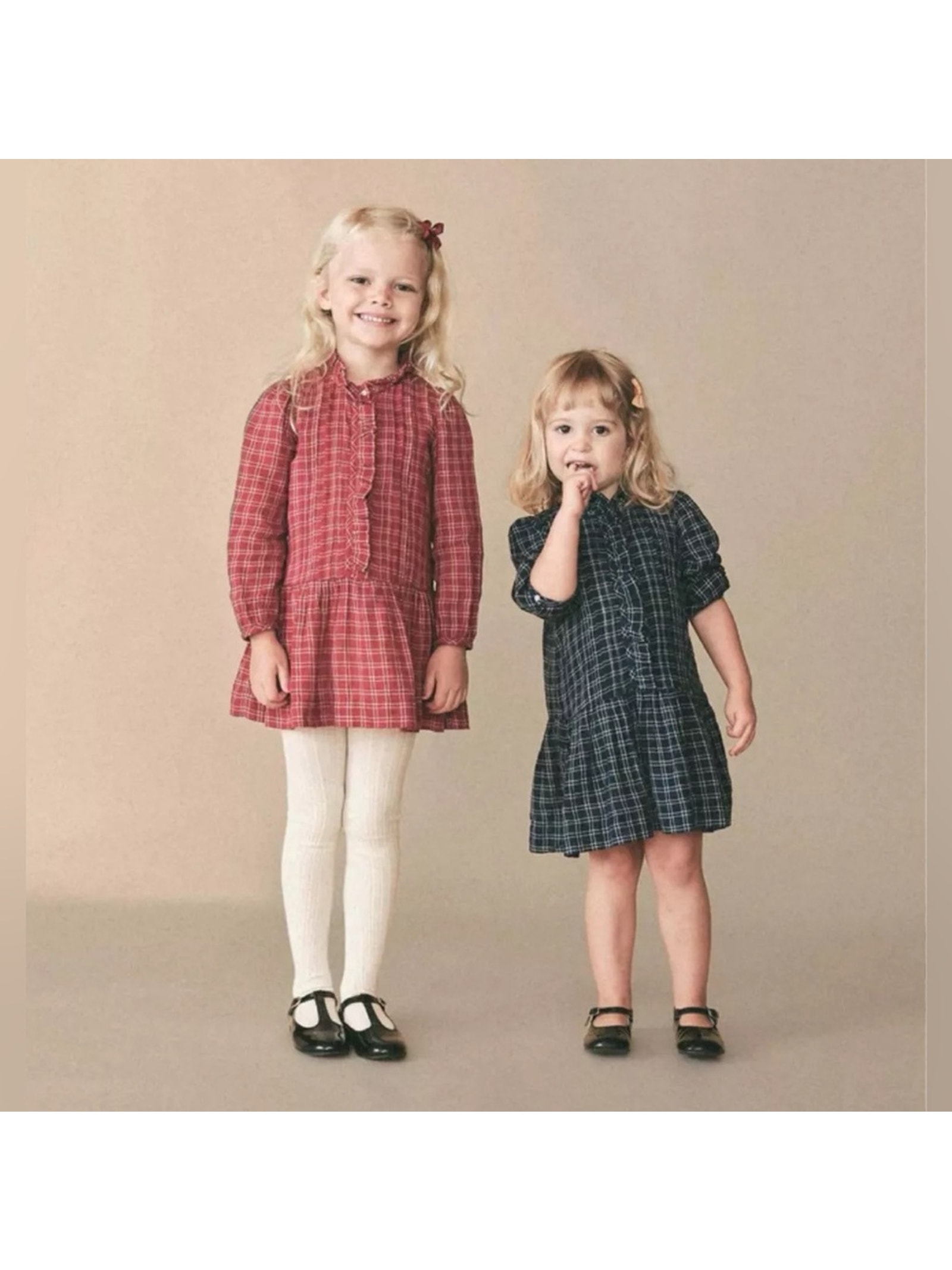 Doen Nwt Two Set Finley Dresses Blue Red Plaid Girls Fall Winter Cottagecore 4t
